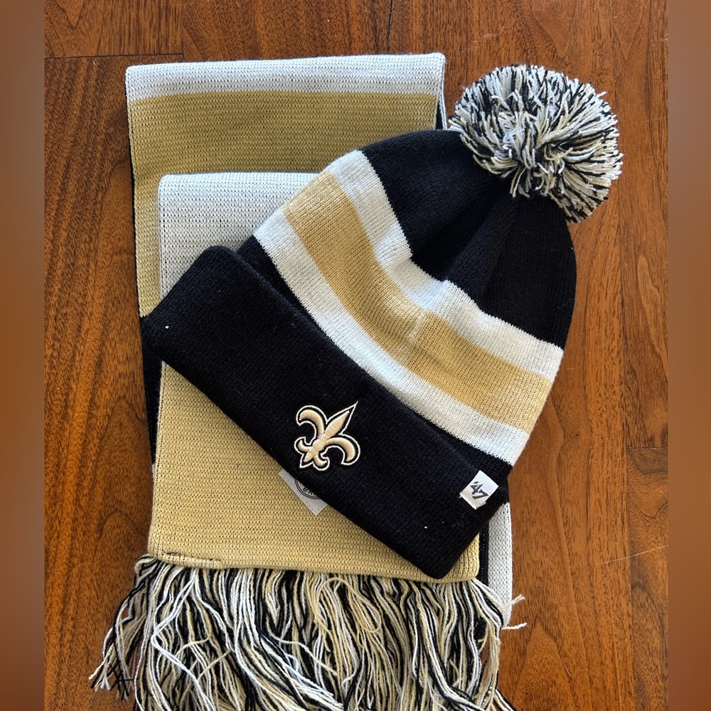 SAINTS SCARF AND BEANIE HAT. NWT